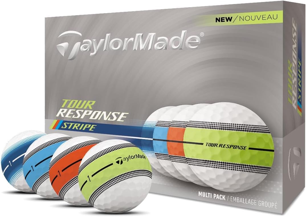 TaylorMade Tour Response Golf Balls, Enhanced 360° ClearPath Alignment, Speed Wrapped Core for Distance and Feel, Pack of 12