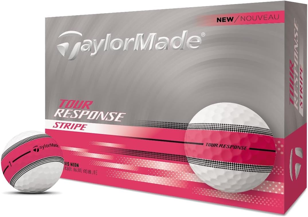 TaylorMade Tour Response Golf Balls, Enhanced 360° ClearPath Alignment, Speed Wrapped Core for Distance and Feel, Pack of 12