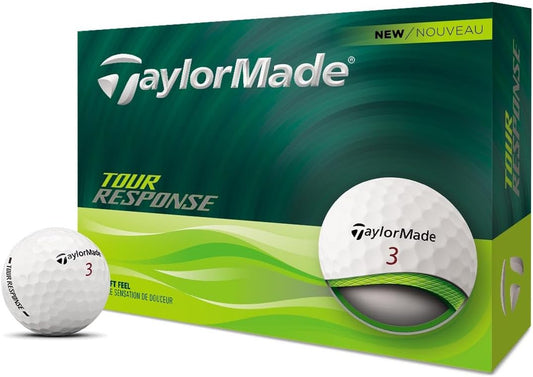 TaylorMade Tour Response Golf Balls, Enhanced 360° ClearPath Alignment, Speed Wrapped Core for Distance and Feel, Pack of 12