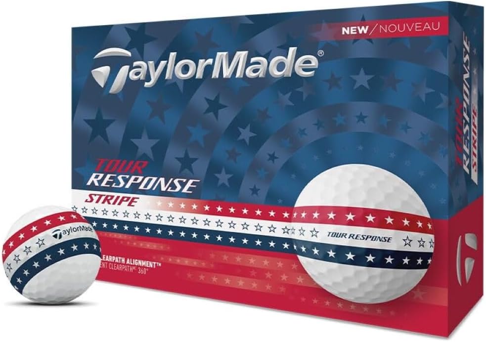 TaylorMade Tour Response Golf Balls, Enhanced 360° ClearPath Alignment, Speed Wrapped Core for Distance and Feel, Pack of 12