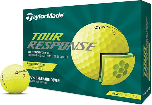 TaylorMade Tour Response Golf Balls, Enhanced 360° ClearPath Alignment, Speed Wrapped Core for Distance and Feel, Pack of 12