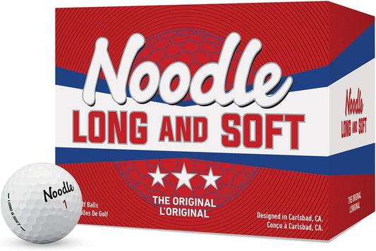 TaylorMade Noodle Long & Soft Golf Balls, Ultra-Soft 34 Compression Core, Great Feel and Increased Spin, Patented Dimple Design for Straighter Flight
