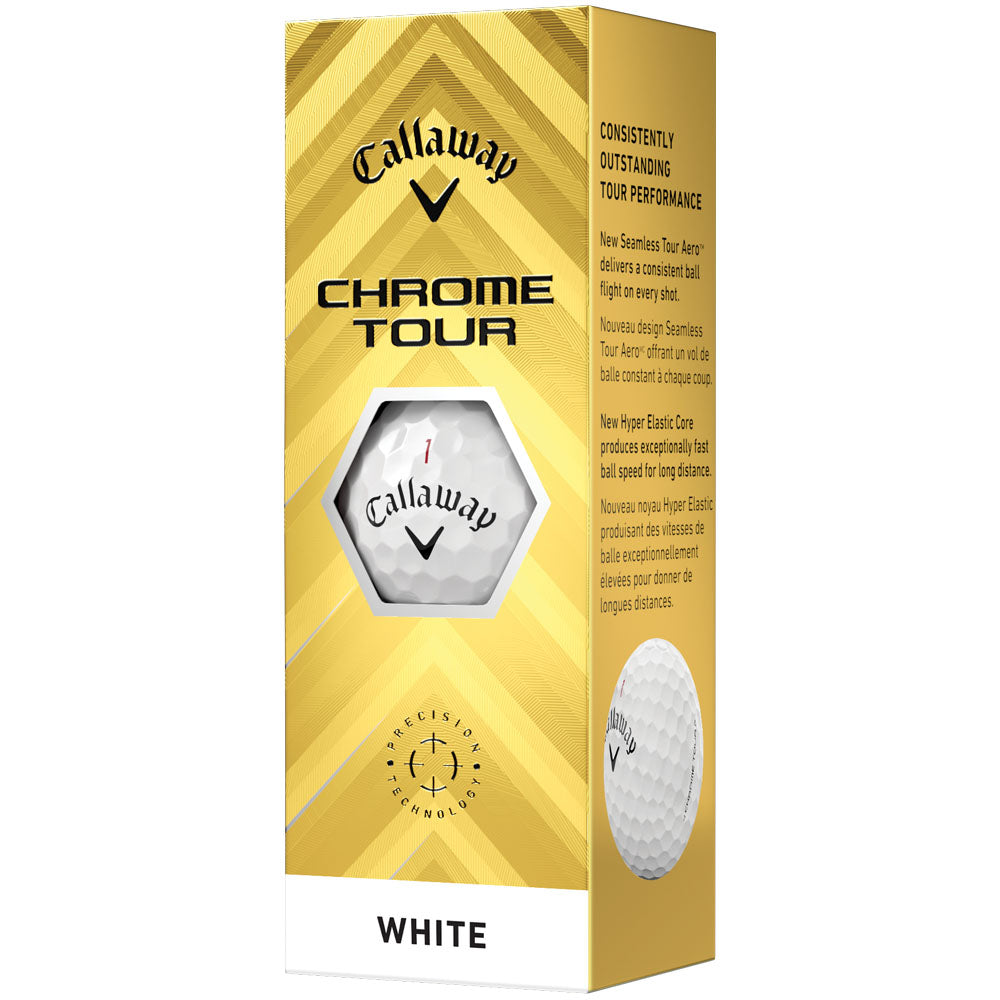 Chrome Tour Golf Balls - White - 3 Sleeve