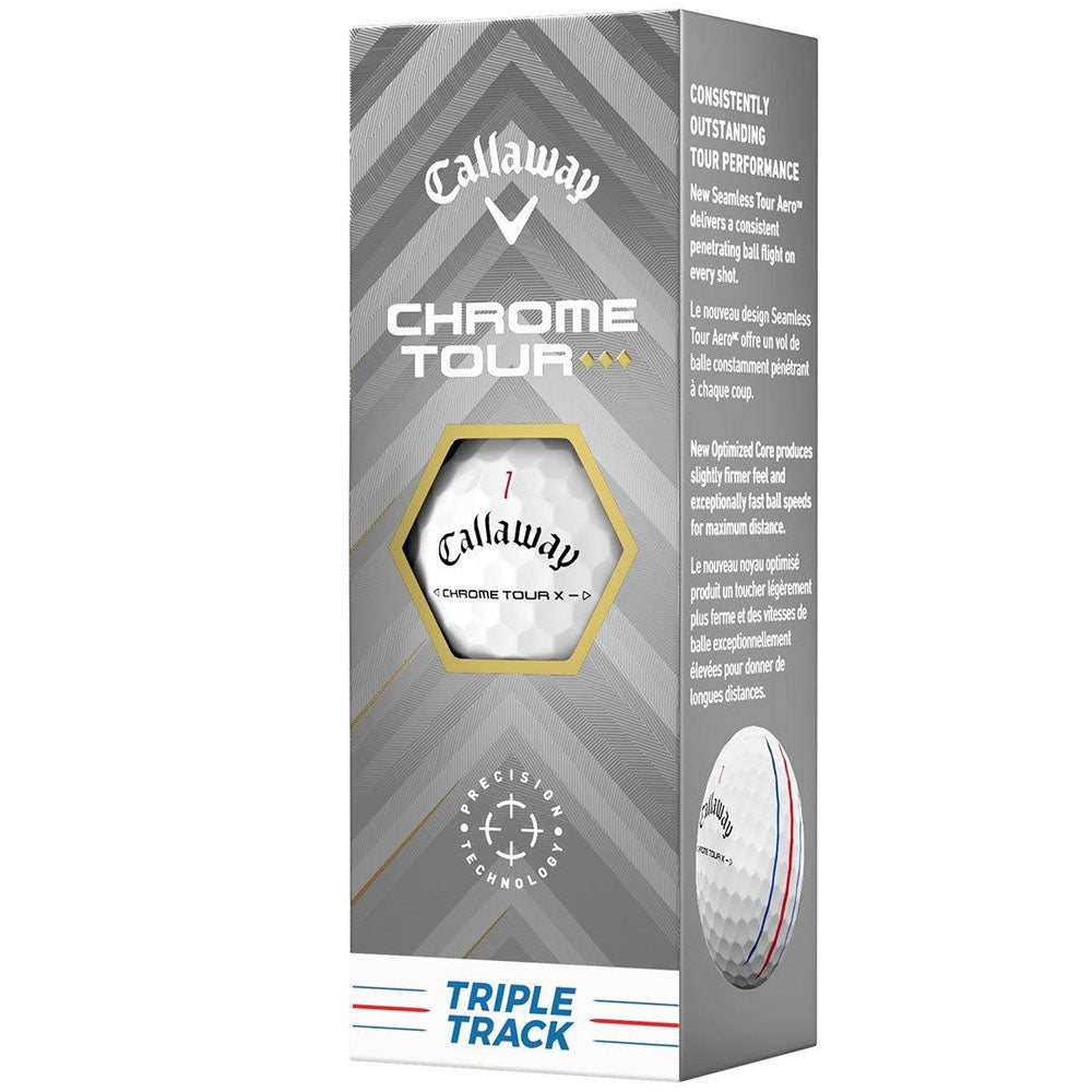 Chrome Tour TD Triple Track Golf Balls - White - 12 Pack