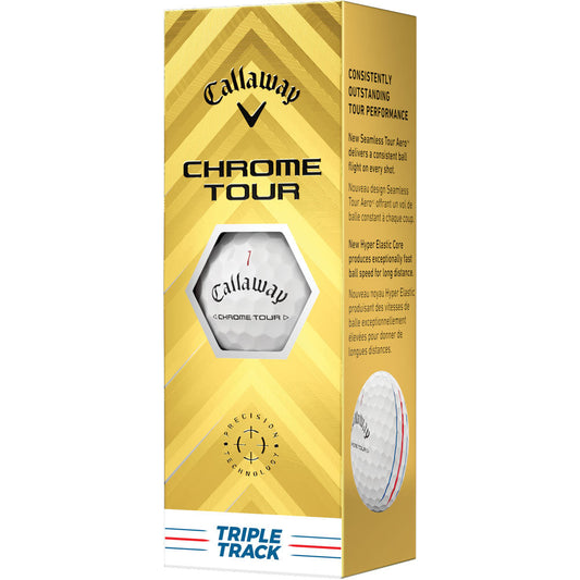 Chrome Tour Triple Track Golf Balls - White - 3 Sleeve