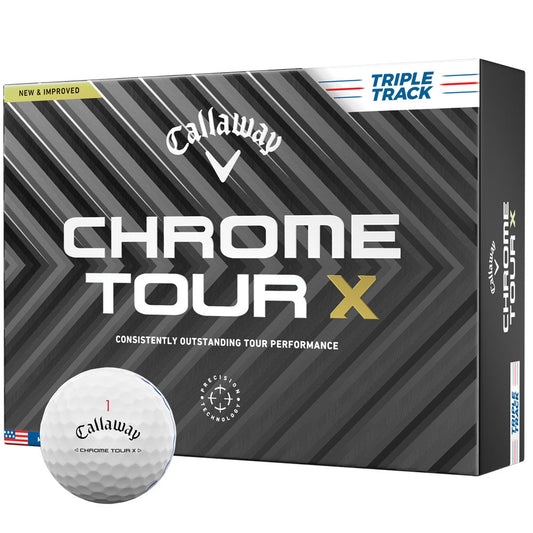 Chrome Tour X Triple Track Golf Balls - White - 12 Pack